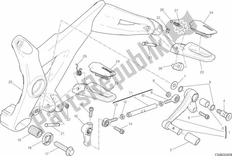 All parts for the Footrests, Left of the Ducati Monster 821 Brasil 2016